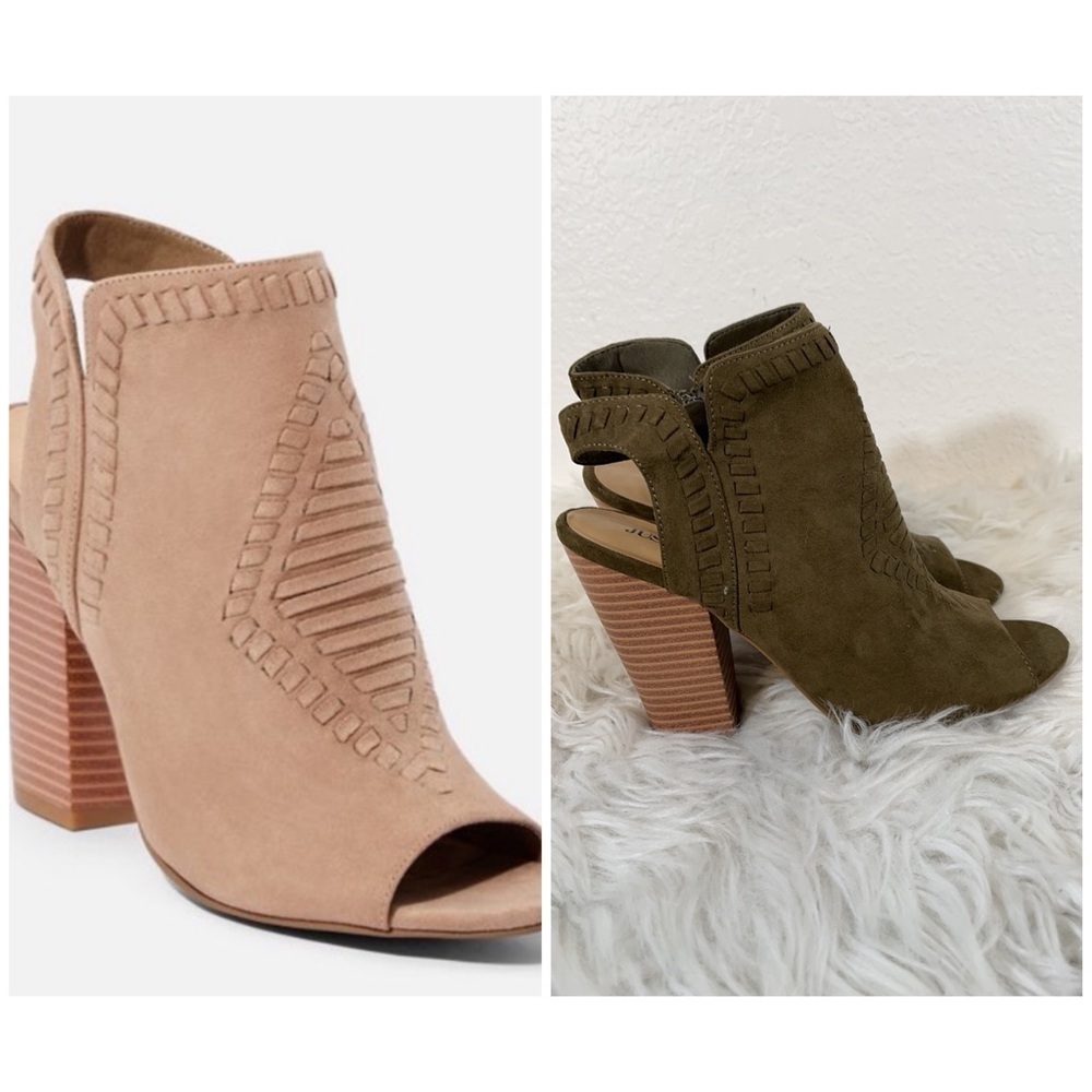 JustFab Torrie Blocked Heeled Bootie in Green Sz 8